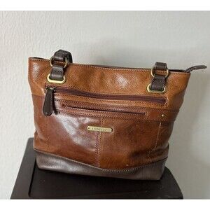 Stone & Co. purse Handbag  100% Leather Brown  Double Strap  Zip Pockets